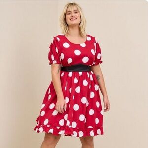 NWT Torrid Minnie Mouse Polka Dot Midi Dress in Red & White - Size 2X (18-20)